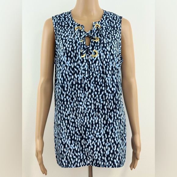 Michael Kors Tops - Michael Kors Sleeveless Tie Front, Patterned Colored Blouse, Women's Size Medium